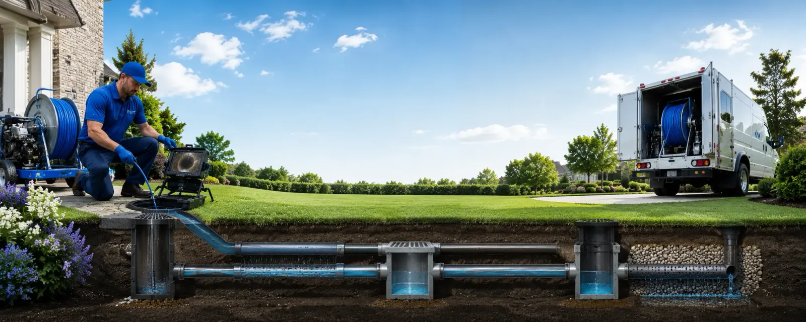 Outdoor drain cleaning information for New Point, IN